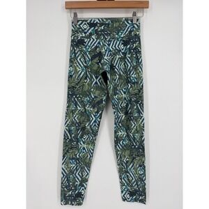 Liquido Green Palm Print Tropical Athletic Leggings Sz L